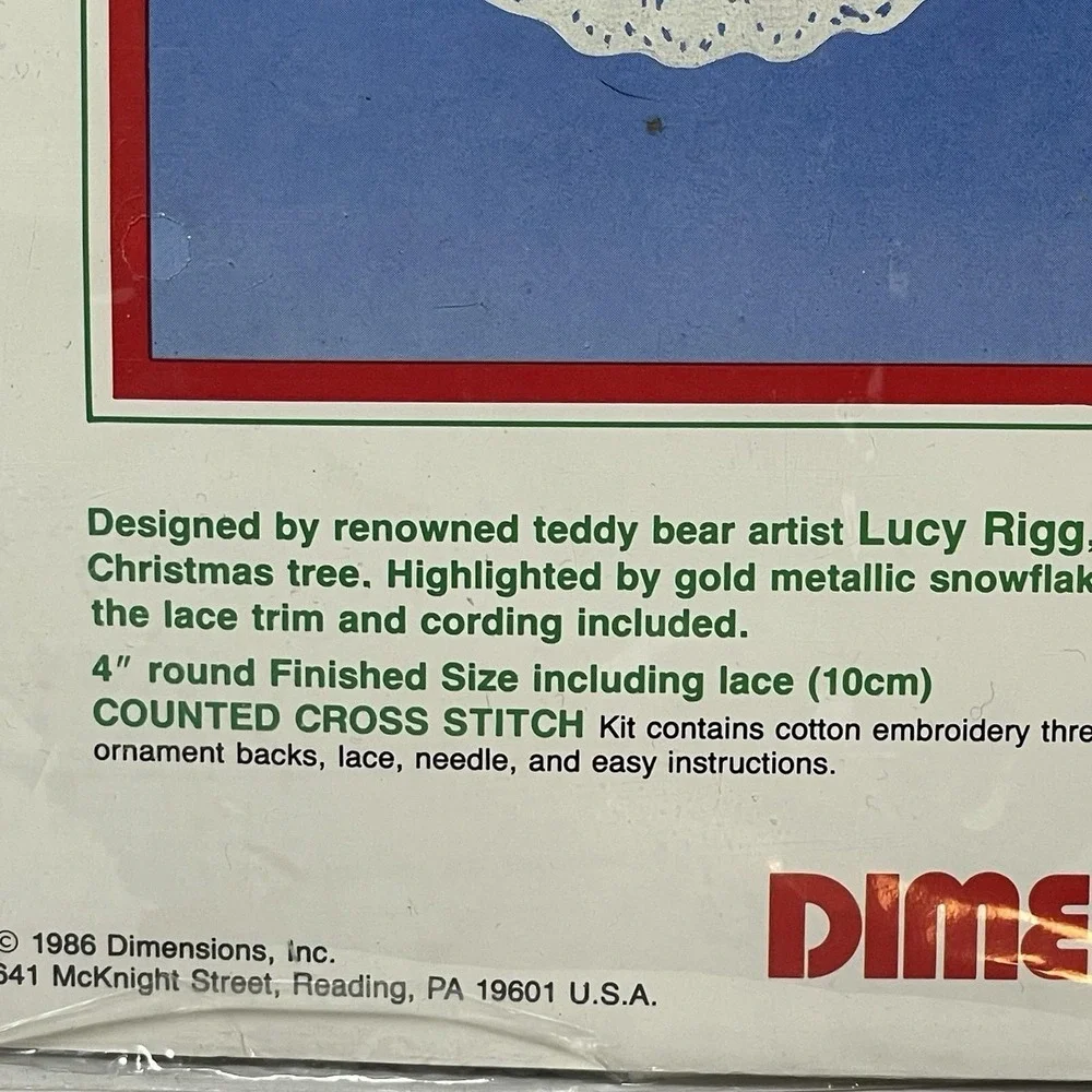 Dimensions Christmas Teddy Bear Ornaments Counted Cross Stitch Kit #8339 Vintage